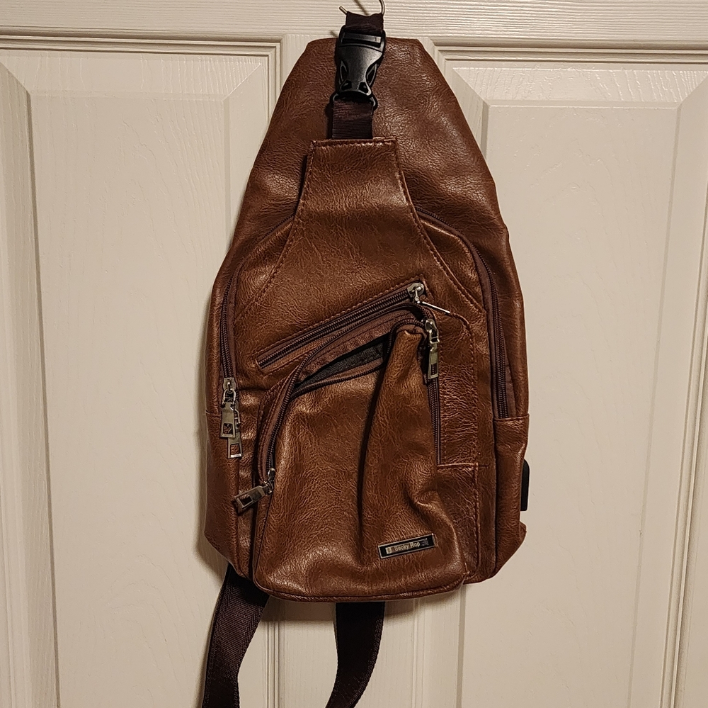 Mens Brown Leather Crossbody